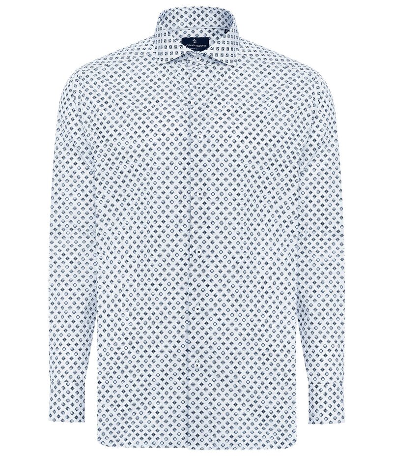 ビスコッティ メンズ トップス シャツ プリント Visconti Diamond Print Stretch Long Sleeve Woven Shirt Sky