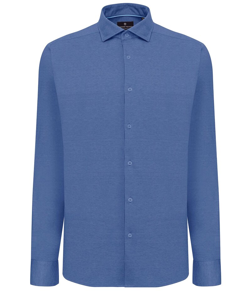 ビスコッティ メンズ トップス シャツ ニット Visconti Melange Knit Long Sleeve Woven Shirt Indigo インディゴ