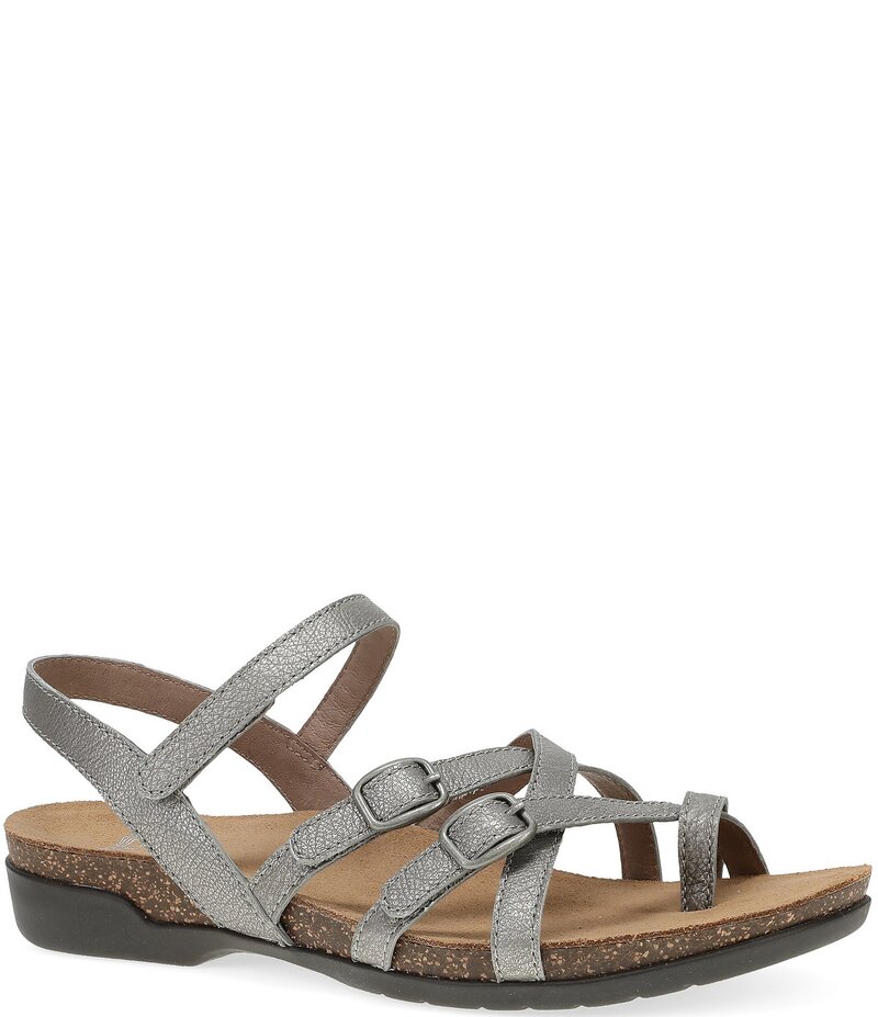 ダンスコ レディース シューズ パンプス サンダル トール レザー Dansko Roslyn Metallic Antique Leather Strappy Toe Loop Sandals Antique Silver シルバー