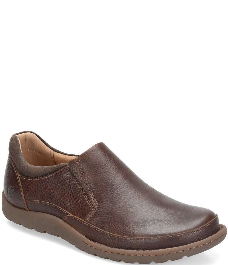 ボーン メンズ シューズ スリッポン・ローファー レザー Born Men's Nigel Leather Slip-Ons Brown/Dark Brown ブラウン