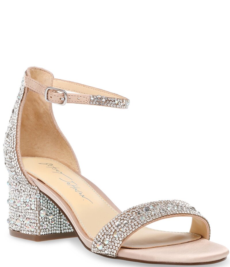 ベッツィジョンソン レディース シューズ サンダル ヒール Blue by Betsey Johnson Mari Rhinestone Block Heel Dress Sandals Champagne シャンパン
