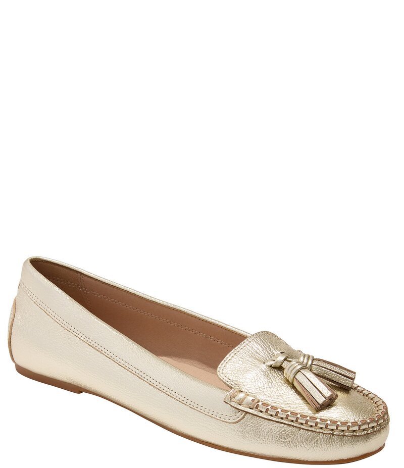 ジャックロジャース レディース シューズ スリッポン・ローファー トール なめし革 Jack Rogers Melnick Tassel Moc Metallic Leather Moccasins Platinum メタリック