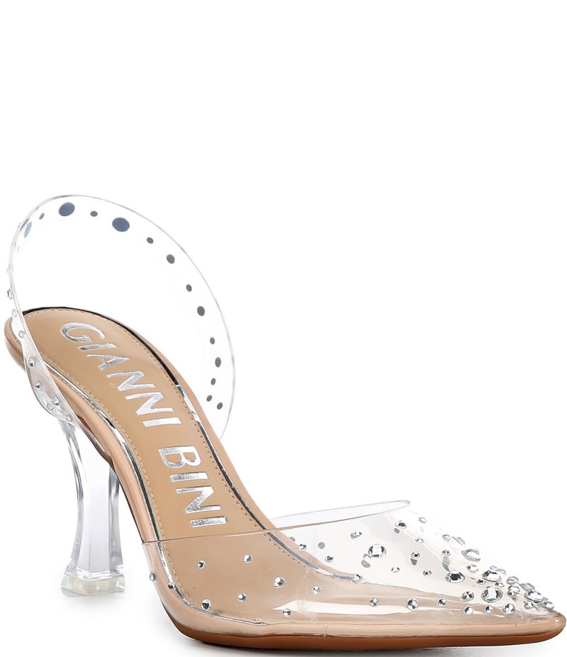ジャンビニ レディース シューズ パンプス Gianni Bini CasideeTwo Clear Vinyl Rhinestone Slingback Pumps Clear