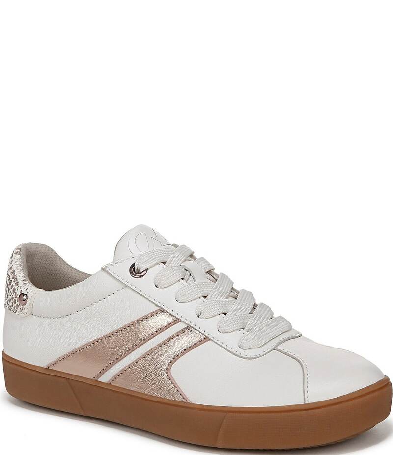 ナチュライザー レディース シューズ スニーカー トール レース レザー Naturalizer Medina Metallic Leather Lace Up Sneakers White/Rose ホワイト