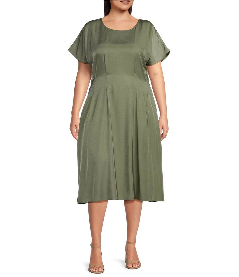 ケンジー レディース トップス ワンピース A ライン プラスサイズ Kensie Plus Size Short Sleeve A-Line Woven Dress Sage セージ