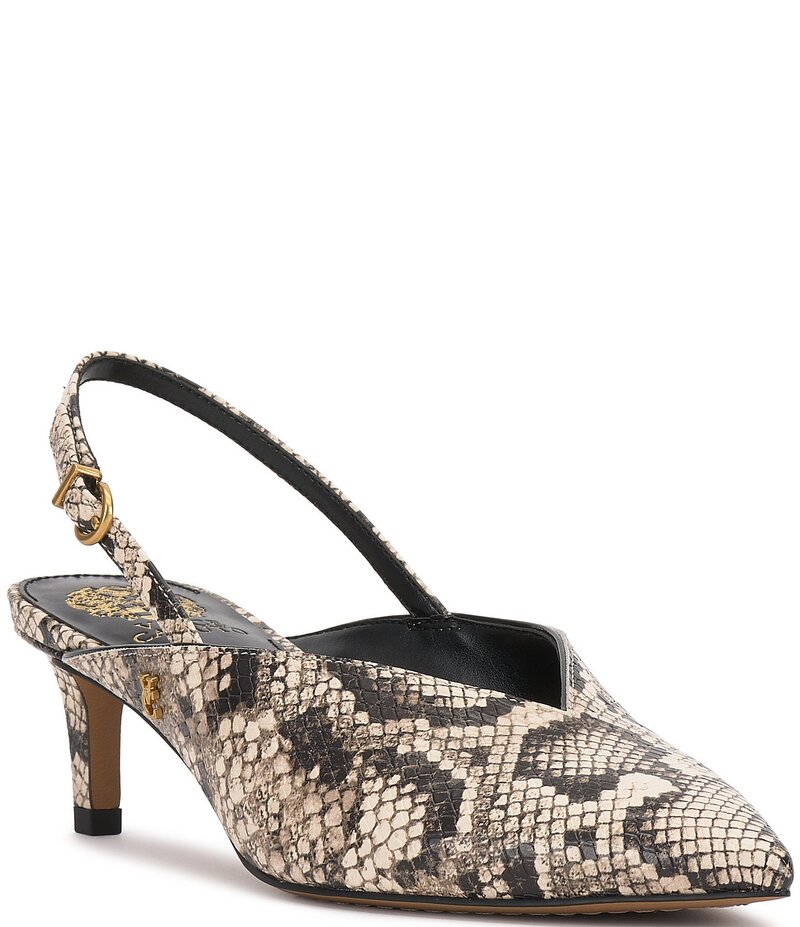 ヴィンスカムート レディース シューズ ヒール プリント Vince Camuto Kylien Snake Print Slingback Kitten Heel Pumps Black/Cream/Black クリーム