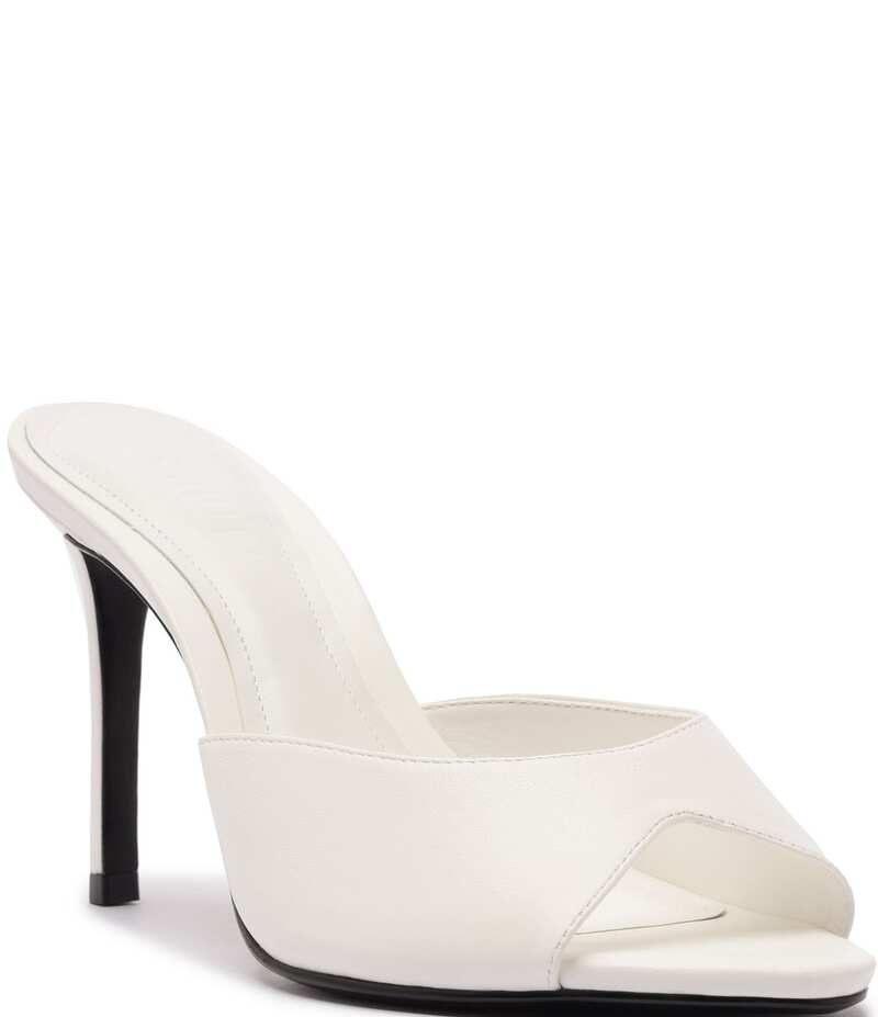 シュッツ レディース シューズ サンダル レザー Schutz Cloe Leather Dress Slide Sandals White ホワイト｜ReVida 店