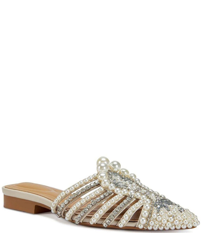 アザレア ワン レディース シューズ パンプス Azalea Wang Adaline Pearl Rhinestone Pointed Toe Dress Mules Bone パール