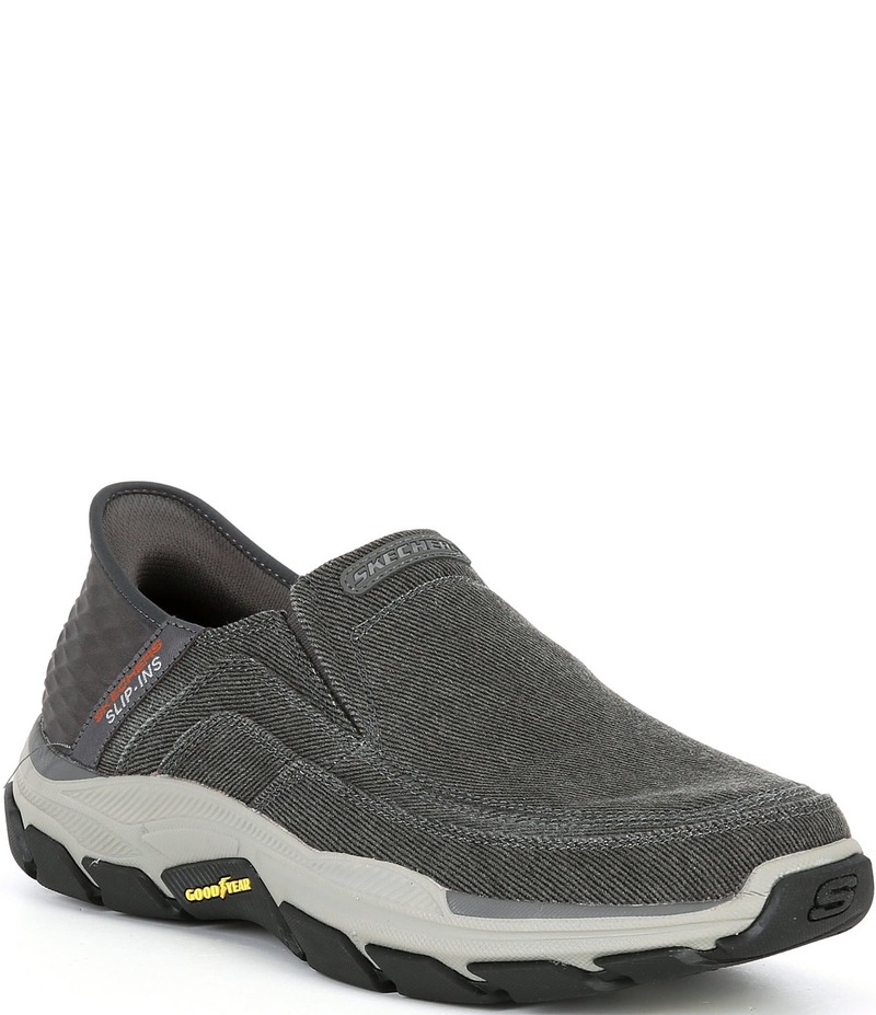 スケッチャーズ メンズ シューズ スリッポン・ローファー リラックスフィット Skechers Men's Relaxed Fit Respected-Holmgren Slip-Ons Charcoal チャコール