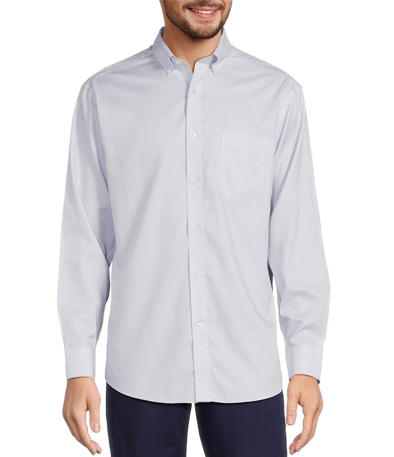 ラウンドトゥリーアンドヨーク メンズ トップス シャツ プリント Gold Label Roundtree & Yorke Non-Iron Long Sleeve Geo Dot Print Sport Shirt Lavender ラベンダー