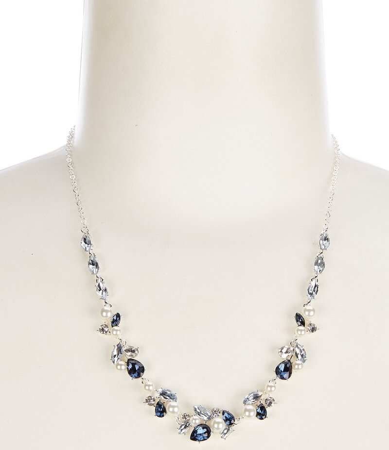 セザンヌ レディース アクセサリー ネックレス・チョーカー レース Cezanne Cluster Blue Stone and Pearl Collar Necklace Silver/Montana シルバー