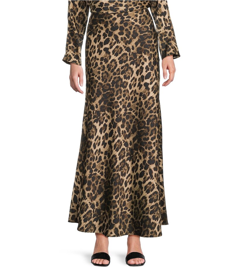 アントニオ メラーニ レディース ボトムス スカート プリント サテン マキシ Antonio Melani Animal Printed Bella Satin Coordinating Maxi Skirt Leopard アニマル