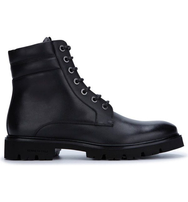 ケネスコール メンズ ブーツ・レインブーツ シューズ Rhode Lug Sole Leather Lace-Up Boot BLACK