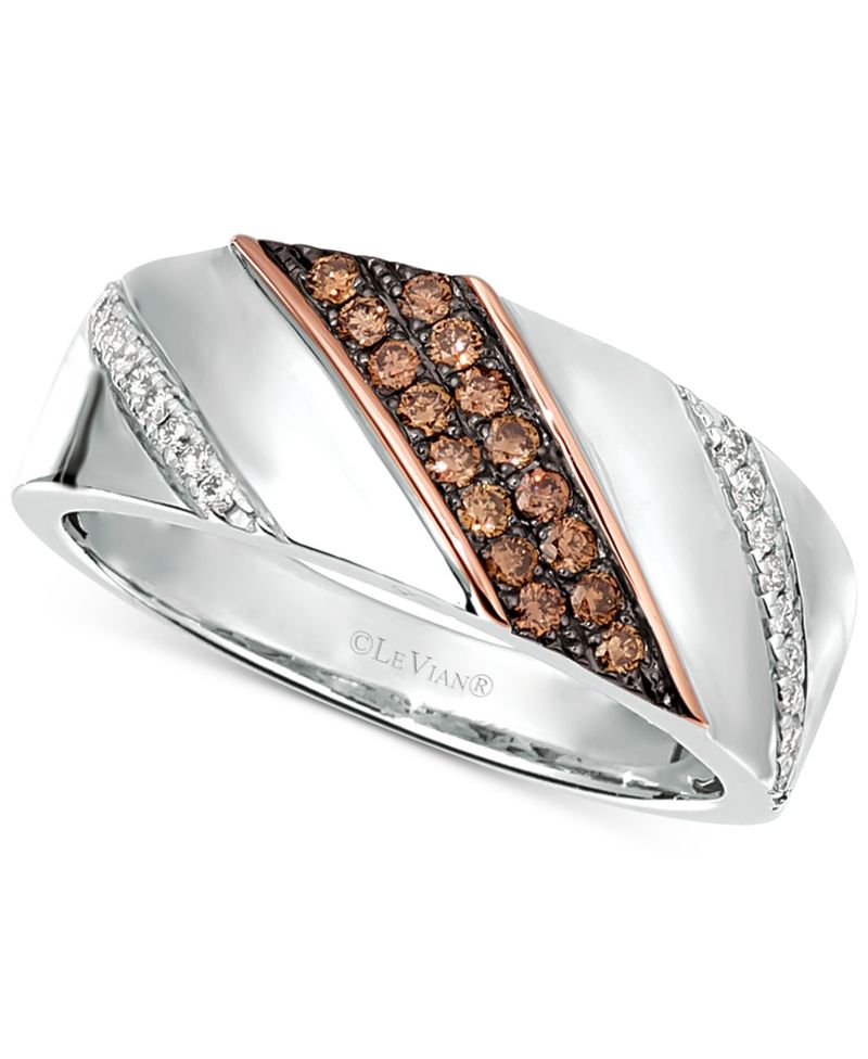 ル キャラバン メンズ 佩び物 輪っか Le Vian Chocolatier\u0026reg; Men\u0027s Diamond Diagonal Diamond Ring (3/8 コンピュータ断層撮影法. t.w.) インチ Sterling Silver \u0026 14k Rose Silver しろがね色