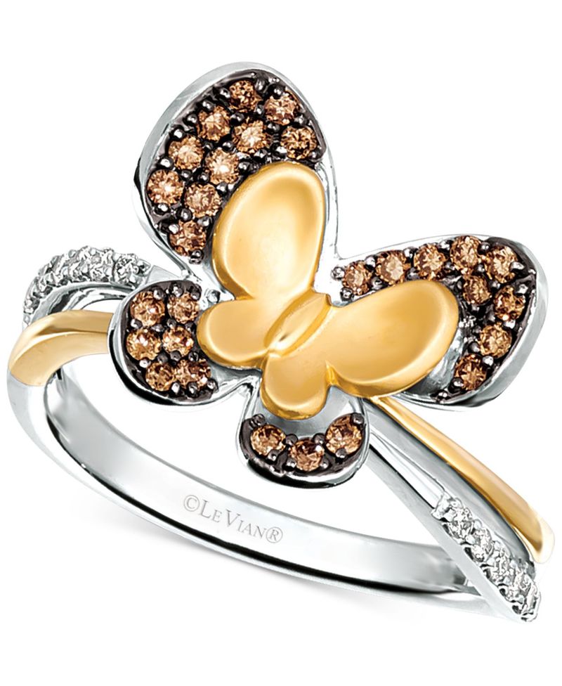 ル ヴァン レディース リング アクセサリー Diamond Butterfly Statement Ring 1 3 Ct T W In 14k Gold 14k White Gold Yellow Gold White Gold Elteachermurcia Com