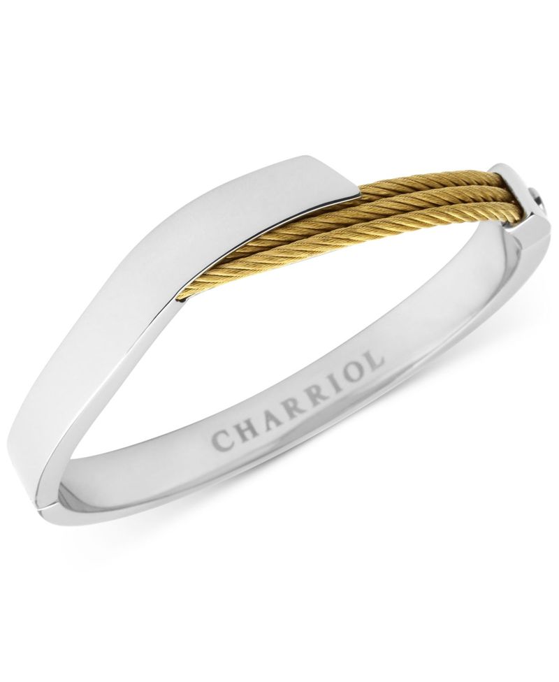 楽天1位 シャリオール レディース ブレスレット バングル アンクレット アクセサリー Two Tone Overlap Bangle Bracelet In Stainless Steel 18k Gold Pvd Stainless Steel Steel Yellow 楽天 ランキング1位 Vedavyasa Org