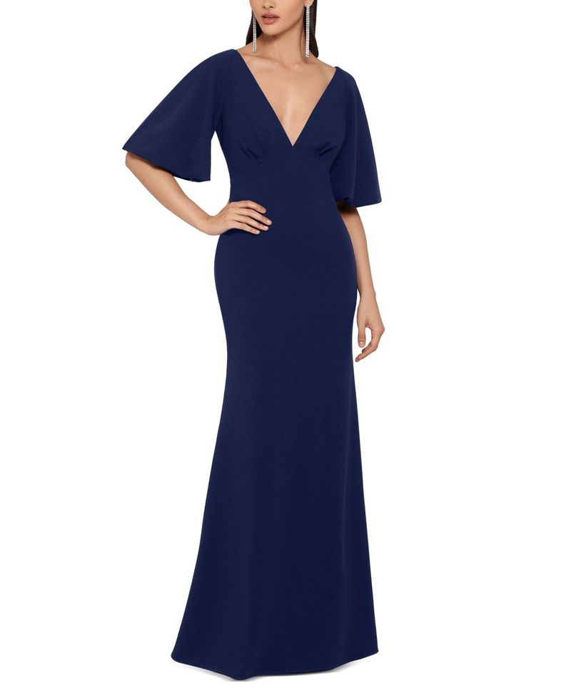 開店祝い 楽天市場 ベッツィアンドアダム レディース ワンピース トップス V Neck Scuba Crepe Gown Night Blue Revida 楽天市場店 人気絶頂 Www Bluewaterhomecare Com