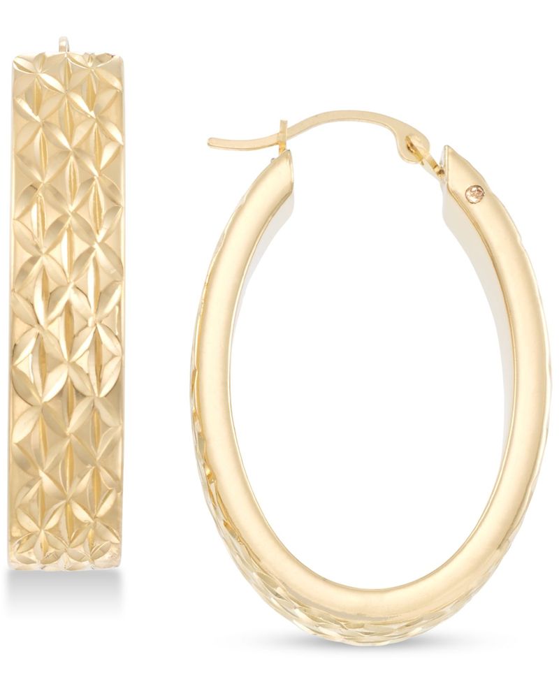 最適な価格 シグネチャー ゴールド レディース ピアス イヤリング アクセサリー Diamond Accent Textured Oval Hoop Earrings In 14k Gold Over Resin Yellow Gold New限定品 Nespresso Createmedia Group Com