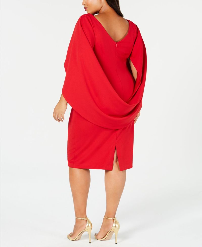 日本産 楽天市場 ベッツィアンドアダム レディース ワンピース トップス Plus Size Ruched Cape Dress Dark Red Revida 楽天市場店 代引き手数料無料 Itready Gr