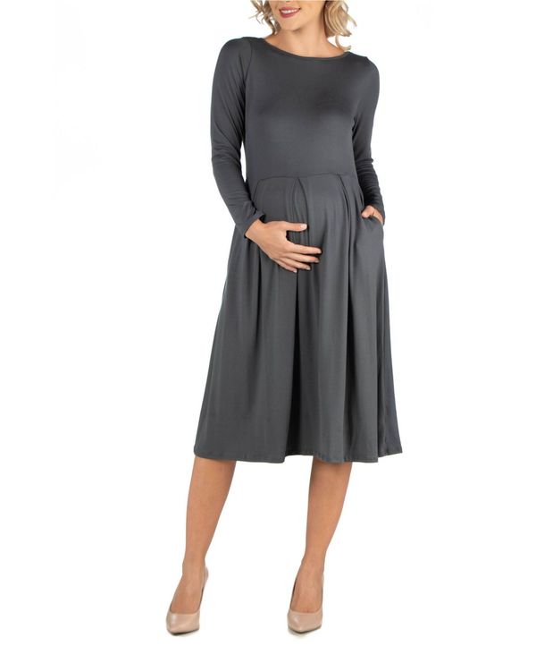 絶対一番安い 楽天市場 24セブンコンフォート レディース ワンピース トップス Midi Length Fit N Flare Pocket Maternity Dress Gray Revida 楽天市場店 楽天1位 Isf Org Sa