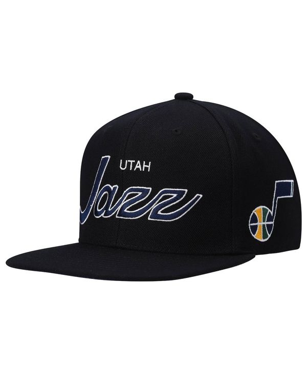 ミッチェル&ネス メンズ アクセサリー 帽子 Mitchell & Ness Men's Black Utah Jazz Hardwood Classics Script 2.0 Snapback Hat Black ブラック