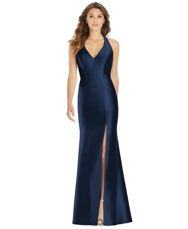 宅配 のトップス サイズ交換無料 Satin Blue ワンピース 送料無料 Gown アルフレッド レディース レディース ワンピース レディース Midnight アルフレッド トップス Satin Halter Gown Midnight Blue Revida 店 訳ありの ワンピース Emregonen Com Tr