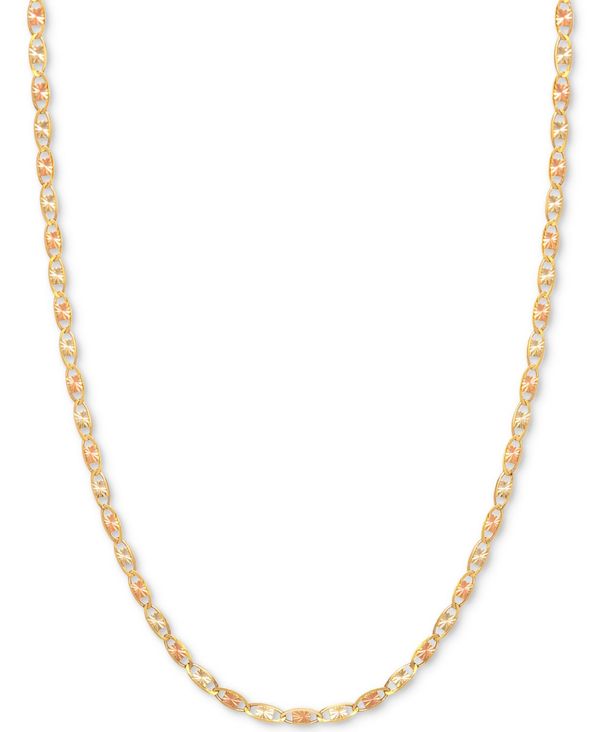 イタリアン ゴールド メンズ アクセサリー ネックレス・チョーカー・ペンダントトップ レース Italian Gold 16 Tri-Color Valentina Chain Necklace (1/5mm) in 14k Gold White Gold & Rose Tri-Tone ホワイト｜ReVida 店