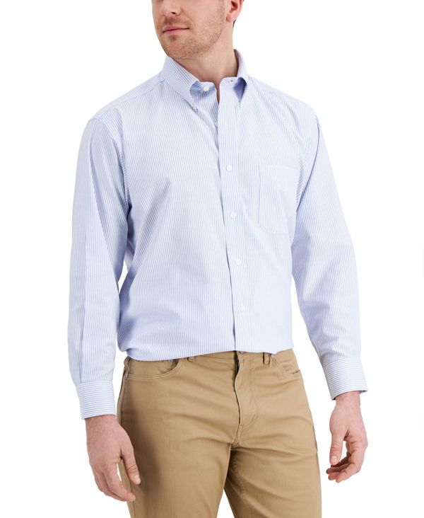 クラブルーム メンズ トップス シャツ レギュラーフィット Club Room Men's Regular Fit University Stripe Dress Shirt Blue/White ホワイト|ReVida 店