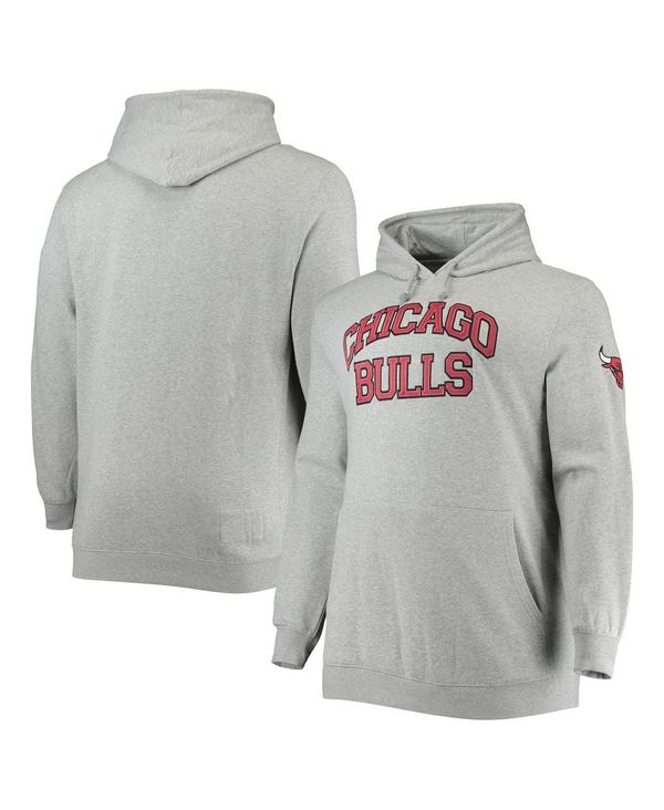 ミッチェル&ネス メンズ アウター パーカー・スウェット トール パーカー Mitchell & Ness Men's Heather Gray Chicago Bulls Hardwood Classics Big and Tall Throwback Pullover Hoodie Heathered Gray グレー