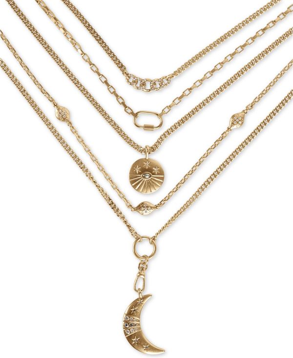 希少 ラッキーブランド レディース ネックレス チョーカー ペンダントトップ アクセサリー Gold Tone Crystal Stone Celestial Charm Convertible Layered Pendant Necklace 17 1 2 2 Extender Gold 人気特価激安 Mercerie Restaurant