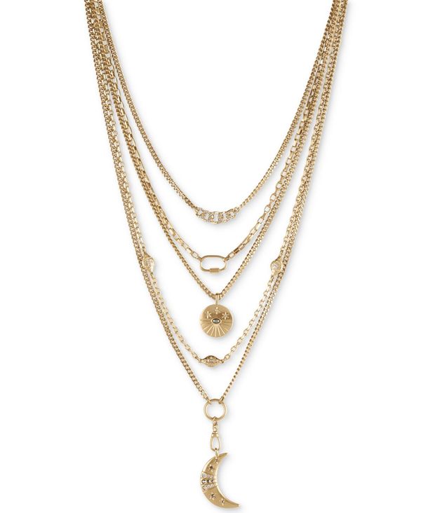 希少 ラッキーブランド レディース ネックレス チョーカー ペンダントトップ アクセサリー Gold Tone Crystal Stone Celestial Charm Convertible Layered Pendant Necklace 17 1 2 2 Extender Gold 人気特価激安 Mercerie Restaurant