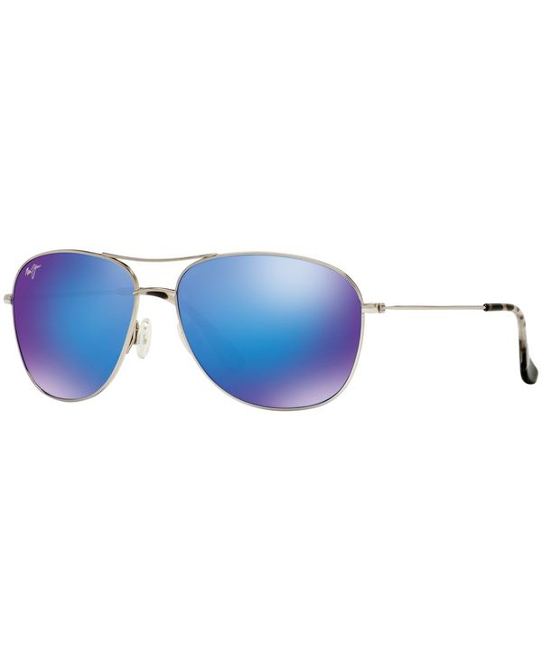 マウイジム メンズ アクセサリー サングラス・アイウェア Maui Jim Polarized Cliffhouse Sunglasses 247 SILVER SHINY/BLUE MIRROR POLAR ブルー