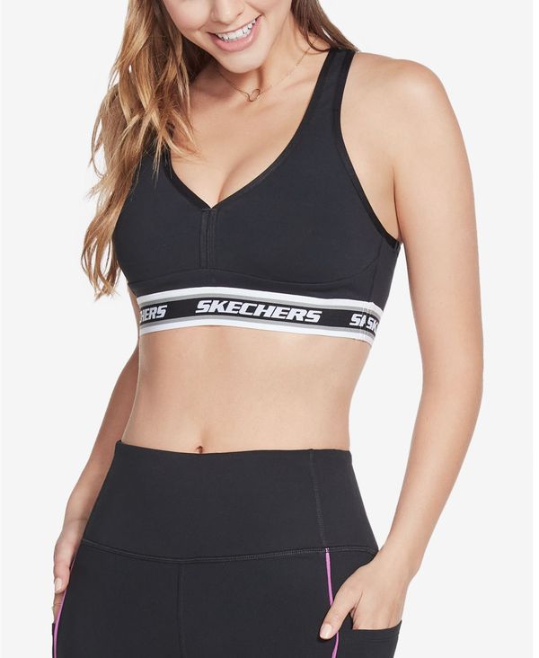 7462円 最大67%OFFクーポン スケッチャーズ レディース ブラジャー アンダーウェア Women's Goflex Jacquard Medium Impact Sports Bra Bold Black