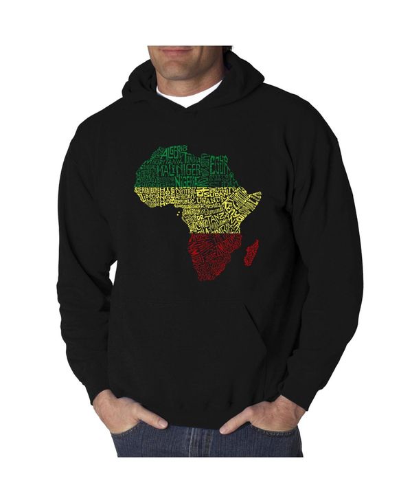 エルエーポップアート メンズ アウター パーカー・スウェット スウェット シャツ LA Pop Art Men's Countries in Africa Word Art Hooded Sweatshirt Black ブラック｜ReVida 店