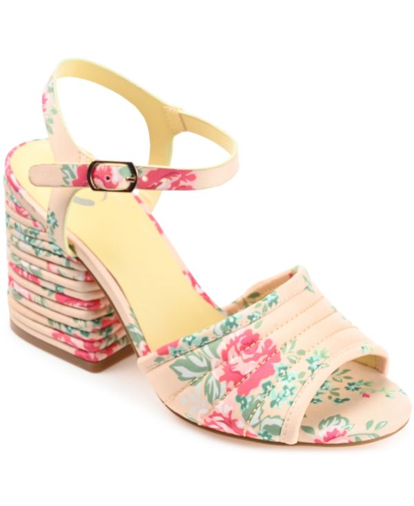 ジュルネ コレクション レディース シューズ サンダル ヒール Journee Collection Women's Charmaine Block Heel Sandals Beige ベージュ