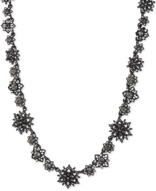 保証書付 マルケッサ レディース ネックレス チョーカー ペンダントトップ アクセサリー Hematite Tone Crystal Imitation Pearl Cluster Collar Necklace 16 3 Extender Black 人気特価激安 Opk Rks Org