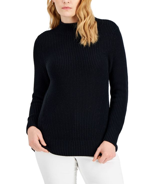 ケレンスコット レディース Black Cotton Created Deep Macy's Mock-Neck Sweater, Women's  for アウター セーター ニット 贅沢屋の ニット