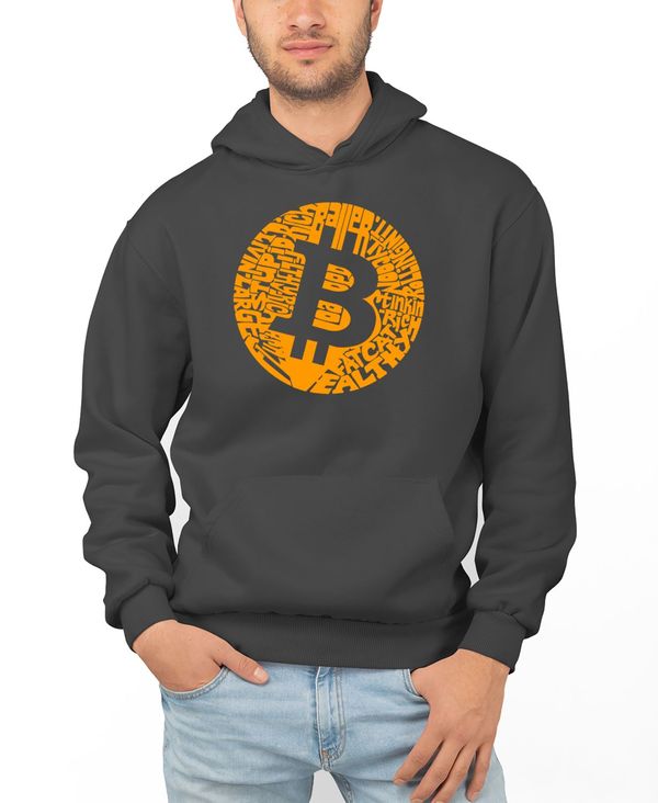 エルエーポップアート メンズ アウター パーカー・スウェット スウェット シャツ LA Pop Art Men's Bitcoin Word Art Hooded Sweatshirt Gray グレー