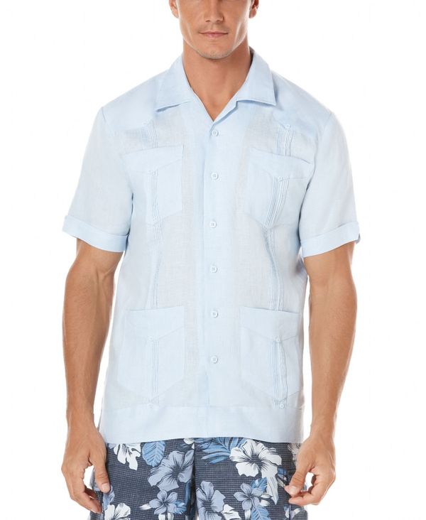 キューバベラ メンズ トップス シャツ リネン Cubavera Men's 100% Linen Short Sleeve 4 Pocket Guayabera Shirt Cashmere Blue ブルー|ReVida 店