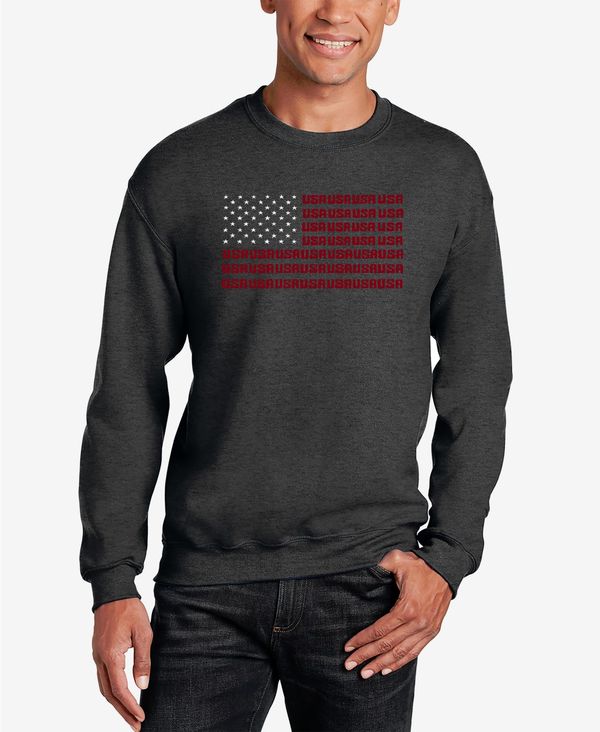 エルエーポップアート メンズ アウター パーカー・スウェット クルーネック スウェット シャツ LA Pop Art Men's Word Art USA Flag Crewneck Sweatshirt Dark Gray グレー