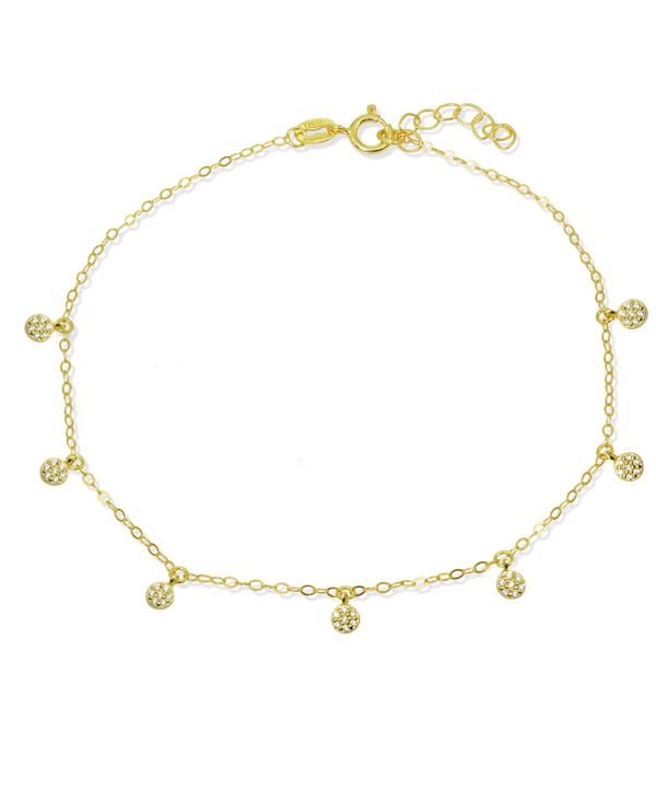 ジャーニ ベルニーニ レディース ブレスレット・バングル・アンクレット アクセサリー Cubic Zirconia Pavé 7 Mini Disc Drops Ankle Bracelet in Sterling Silver or 18K Gold-Plated Sterling Silver Yellow Gold Plated Sterling Silver