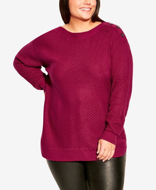 アベニュー レディース ニット セーター アウター Plus Size Birdseye Sweater Sangria Red 【80%OFF!】