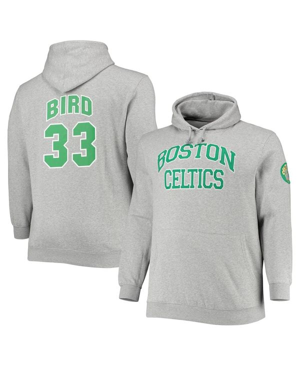 ミッチェルネス メンズ パーカー・スウェット アウター Men's Larry Bird Heathered Gray Boston Celtics Big and Tall Name and Number Pullover Hoodie Heathered Gray