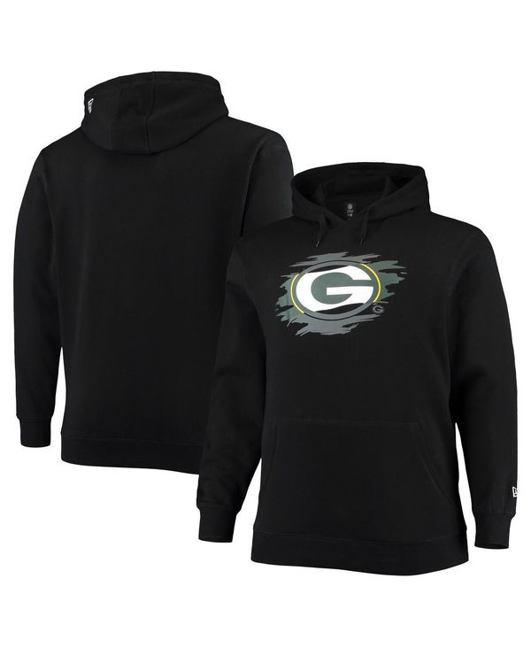 ニューエラ メンズ パーカー・スウェット アウター Men's Black Green Bay Packers Big and Tall Primary Logo Pullover Hoodie Black