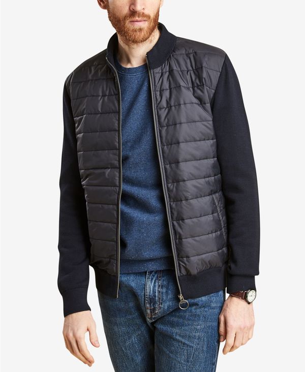 バーブァー メンズ ニット・セーター アウター Men's Carn Baffled Full-Zip Sweater Navy