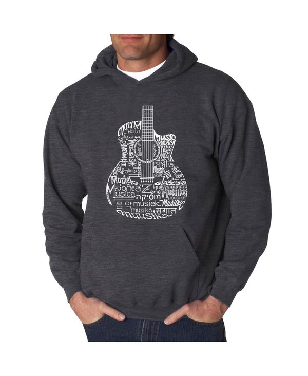 エルエーポップアート メンズ アウター パーカー・スウェット スウェット シャツ LA Pop Art Men's Languages Guitar Word Art Hooded Sweatshirt Gray グレー