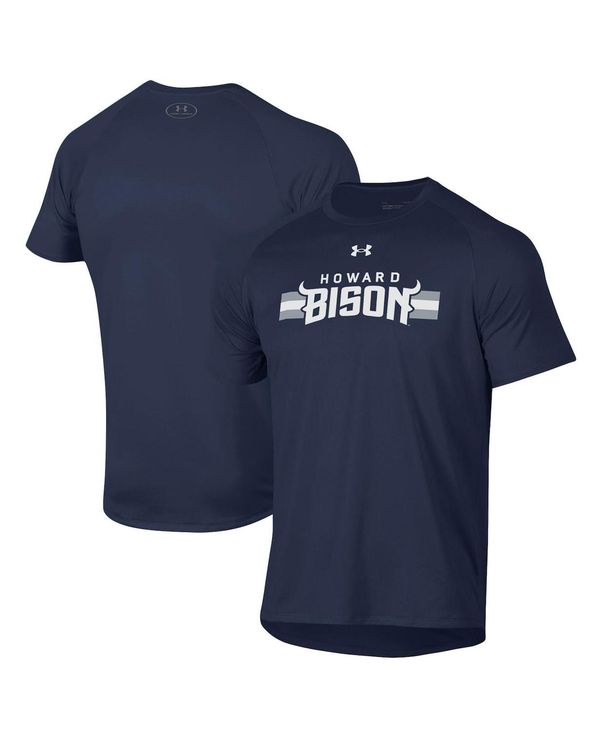 アンダーアーマー メンズ Tシャツ トップス Men's Navy Howard Bison Logo Stripe Performance Raglan T-shirt Navy