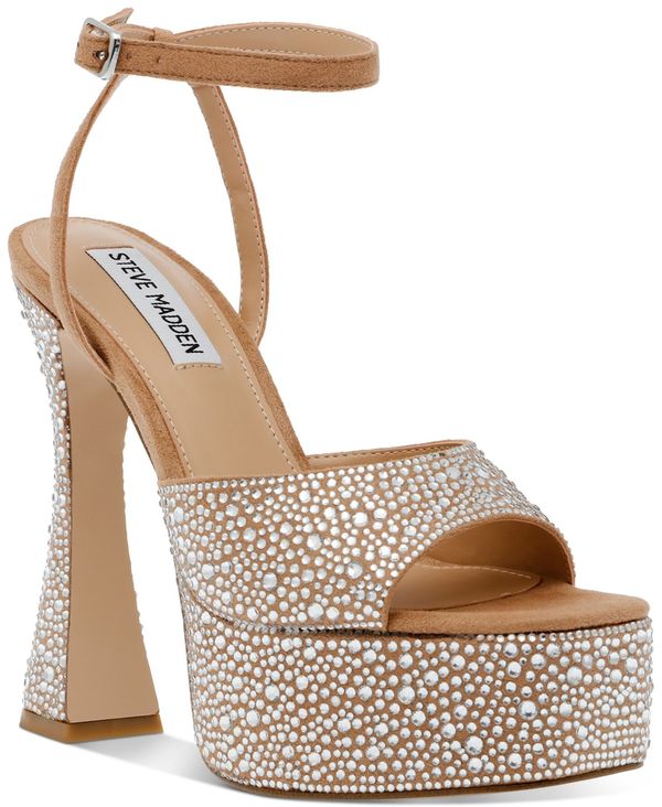 スティーブ マデン レディース サンダル シューズ Women's Lightness Rhinestone Platform Sandals Crystal Rhinestone