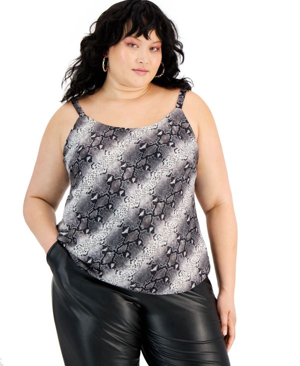 バースリー レディース シャツ トップス Plus Size Animal-Print Camisole Top, Created for Macy's Grey Snake