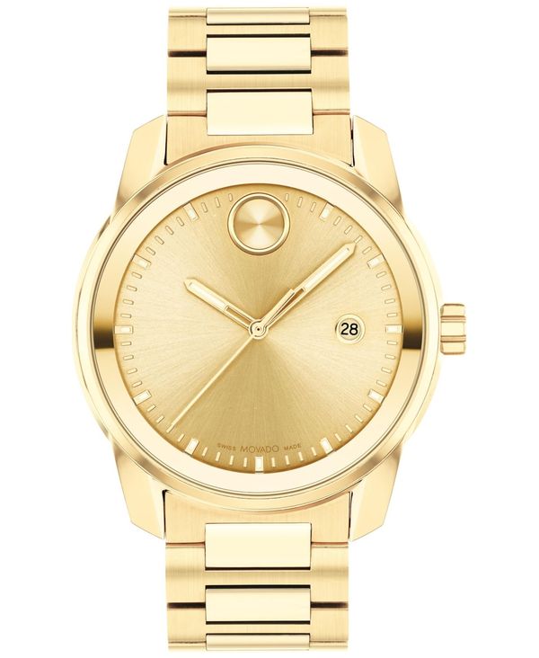 モバド メンズ アクセサリー 腕時計 Tシャツ Movado Men's Swiss Bold Verso Gold Ion-Plated Steel Bracelet Watch 42mm Gold ゴールド